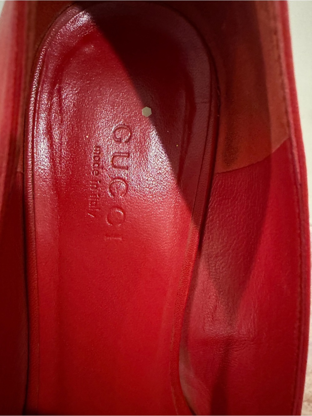 Gucci Red-Orange Leather Pointed-Toe Kitten Heel Flats - Picture 4 of 7